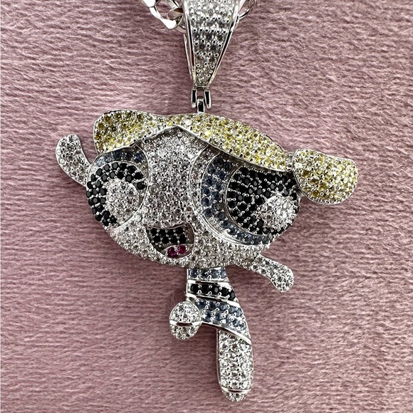 925 Solid Sterling Silver 3D Round Cut PowerPuff Girls Link Chain Necklace - Picture 3 of 10